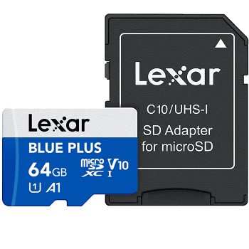 Thẻ Nhớ Lexar Blue Plus microSDXC UHS-I U1 V10 A1 64Gb (Có Kèm Adapter), Mới 100% (Chính Hãng)
